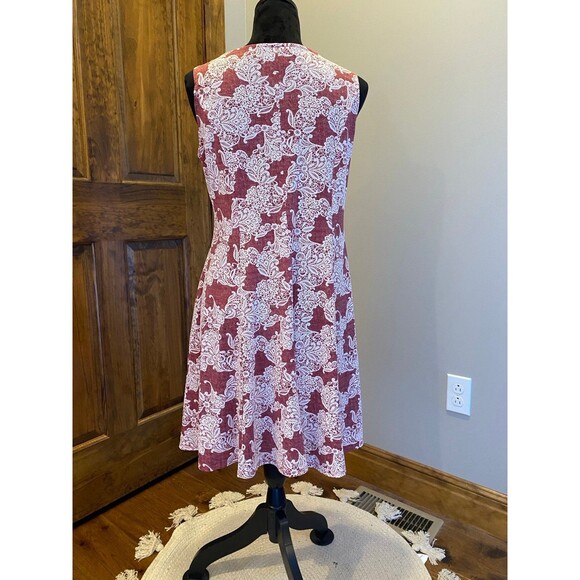 Perceptions Womans Size Petite Medium Fit & Flare Red /Cream Dress Summer Cruise - Picture 5 of 10